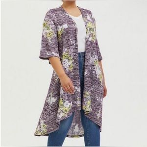 Torrid Purple Floral Kimono High Lo Duster